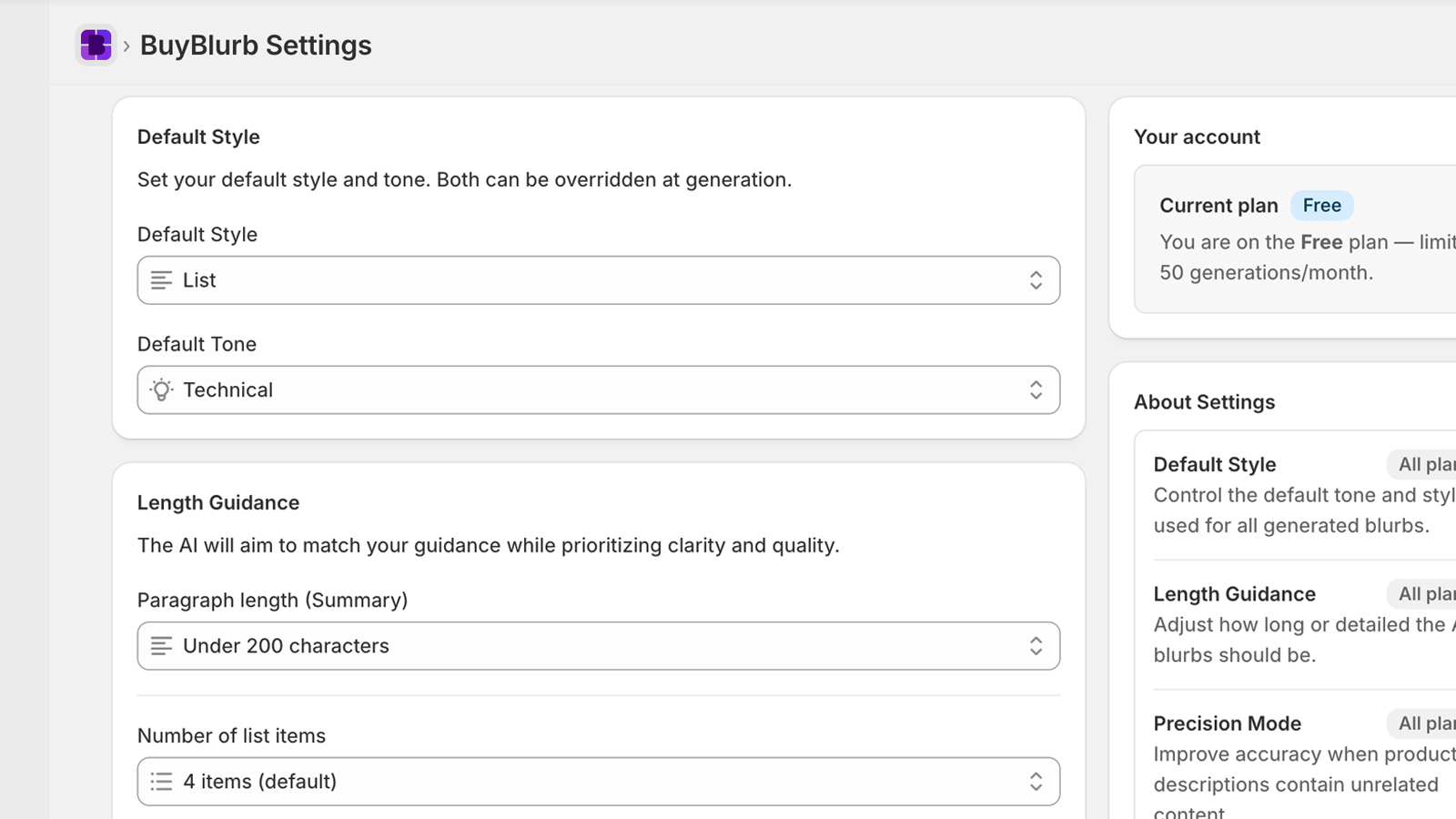 Default style and tone controls
