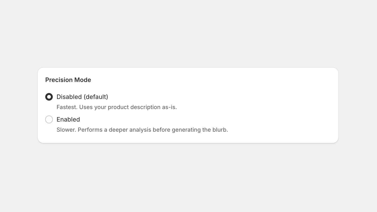Precision mode example